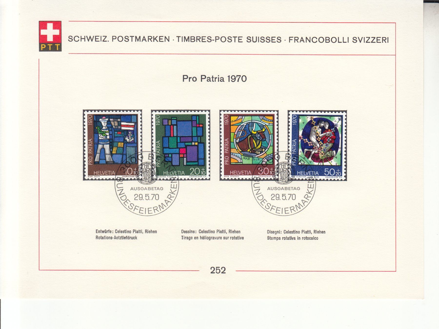 Alle Briefmarken: Sammelblätter PTT SBK 252 mit ET – Gebraucht aus Bürglen TG von StampGraf