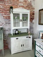 Küchenbuffet Vitrine bleiverglast strukturiert weiss grün