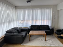 Ledersofa 3-Sitzer 2-Sitzer schwar Relaxfunktion guter Zust