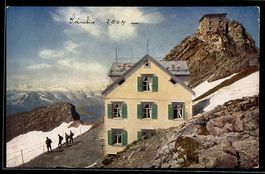 AK Säntis, Blick auf Gasthaus mit Observatorium