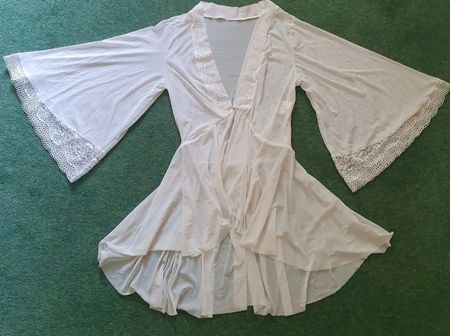 Women Wedding Bride White Lace Babydoll Robe Gown String set