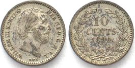 NL 10 Cents 1890 WILLEM III. Silber