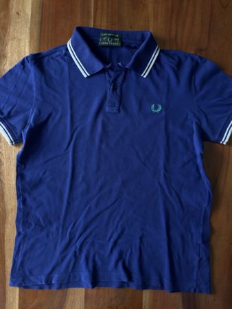 Vintage Fred Perry Polo blau, Made in Italy, Grösse 44
