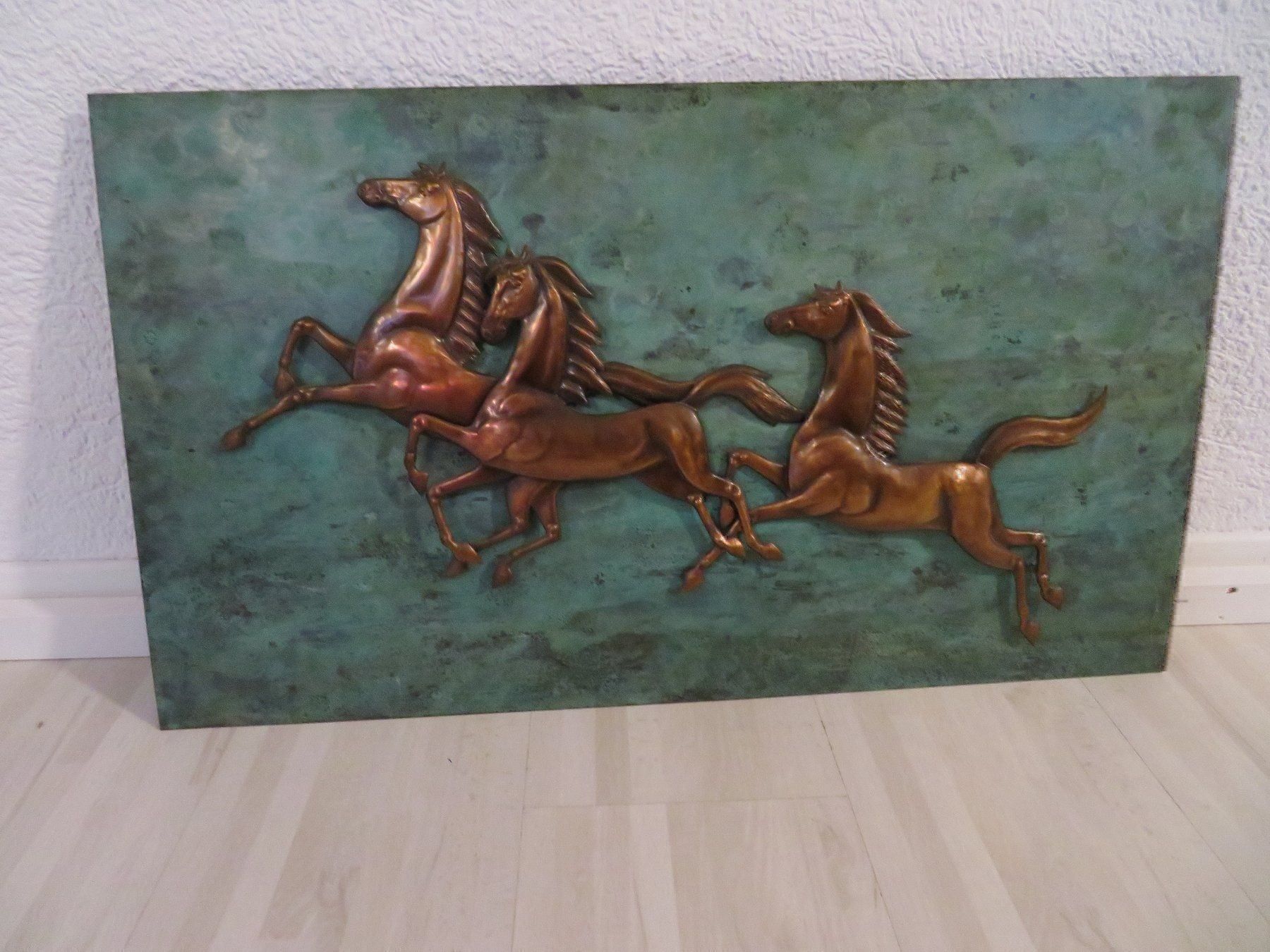 Sculture & Statue: Schöne Bronzebild mit Kupfer-Pferden – Usato da Grenchen venduto da Elenka 4