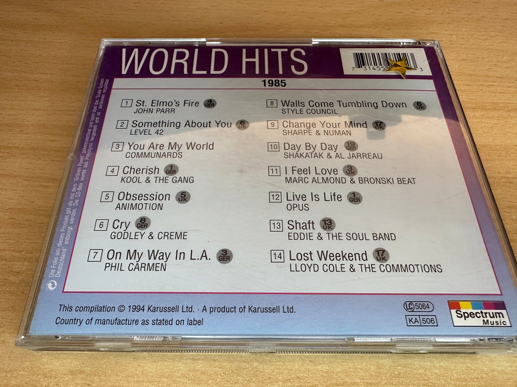 CD: Various – World Hits 1985 – Usato da Rikon im Tösstal venduto da Alpenmutz 1