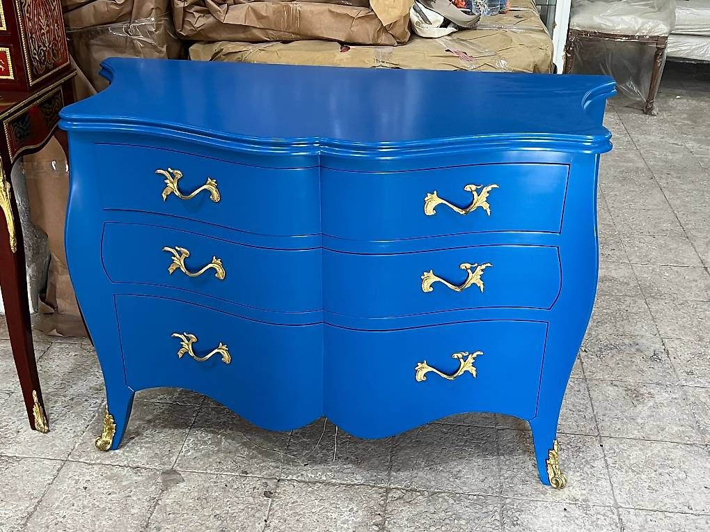 Cassettiere: Commode de style Louis XV dessus verre, – Usato da geneve venduto da louisart 2