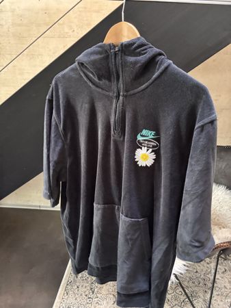 Nike Pullover Velour Zipper Hoodie Size L Dark Grey