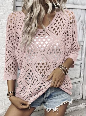 Damen Häkel-Shirt, rosa XL 