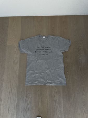 Supreme T-Shirt Grau mit Spruch, Grösse L