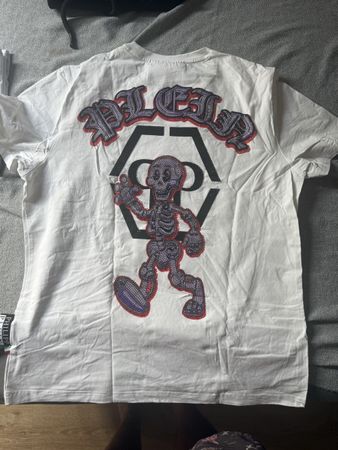 Herren T-Shirt Philipp Plein Grösse L weiss Skelett