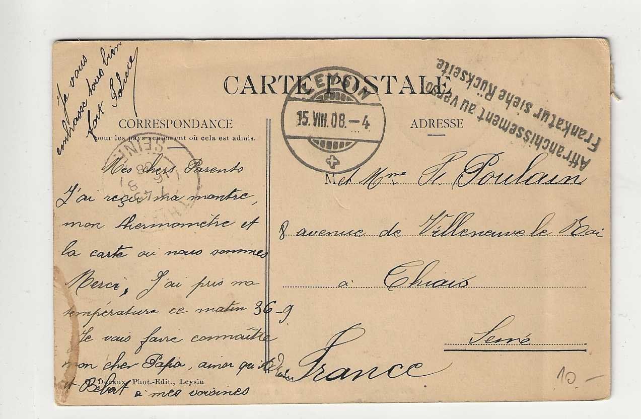 Cartes postales: Leysin, 1908 – D'occasion à Spiez par Niesen20 1