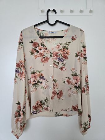 Bluse von ONLY, pudriges Altrosa mit Blumenmuster, XS