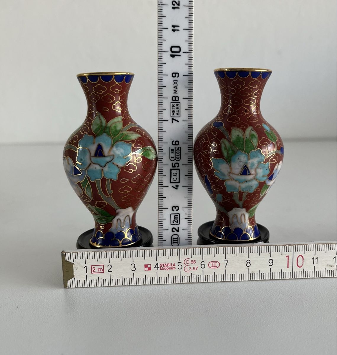 Tutte le decorazioni: 2 Cloisonné Väschen mit Unterstand – Usato da Wetzikon ZH venduto da seli03 6