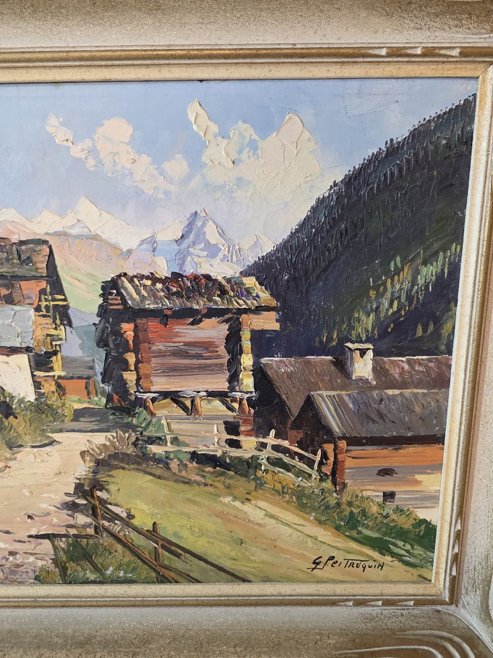 Tableau huile G. Peitrequin Chalets Valais (D'occasion) à Paudex pour ...