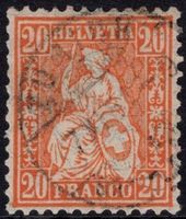 20 Rp. Sitzende Helvetia (Faser) mit Vollstempel ZÜRICH