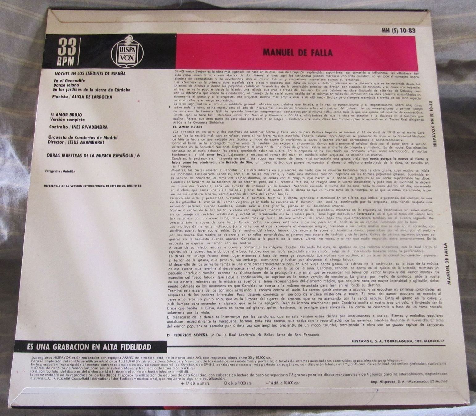 Dischi in vinile: Manuel de Falla - El amor brujo Vinyl LP – Usato da Genève venduto da Cockattoo 1