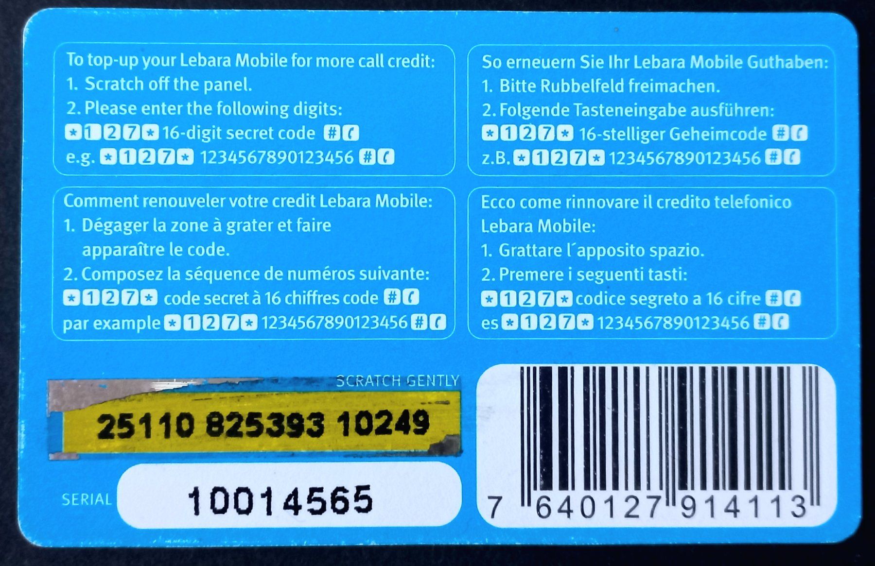 Telefon- & Taxkarten: Taxcard Phonecard - LEBARA - CH – Gebraucht aus Niederuzwil von lubimaja 1