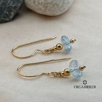 Sterling Silber 925 gelbvergoldet Ohrringe mit Aquamarin