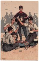 Grenzbesetzung 1914, Feldpostkarte, Kartenspiel