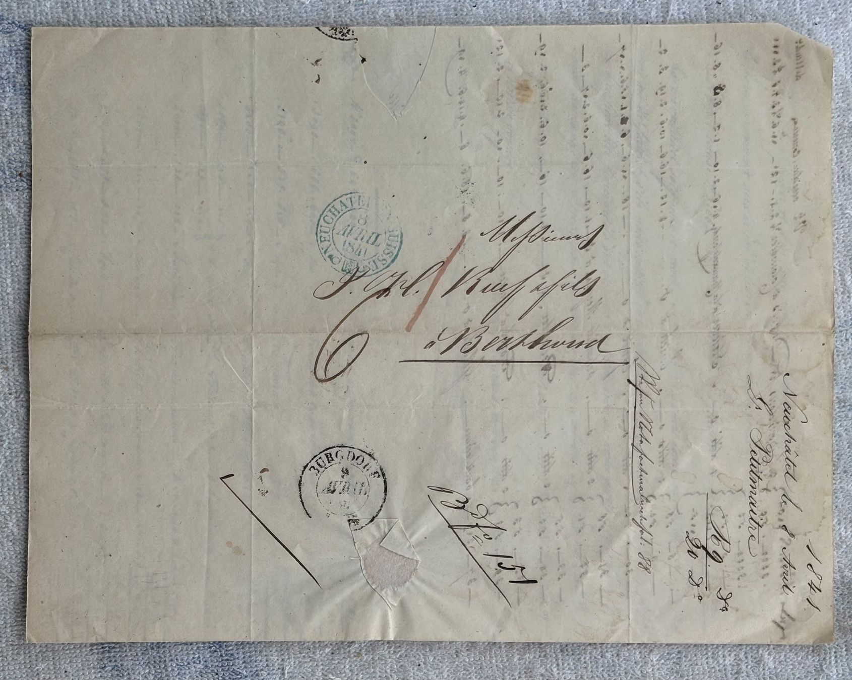 Documenti: HISTORISCHES HANDSCHRIFTLICHES DOKUMENT VON 1841 – Usato da Ostermundigen venduto da wini63
