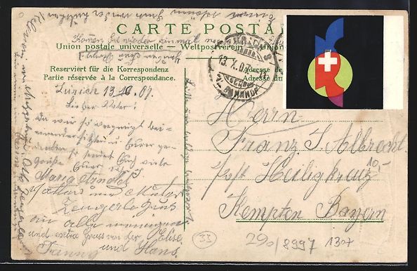 Cartoline postali: Zürich, Teilansicht u. Passepartoutrahm – Usato da Berlin venduto da bartko-reher 1