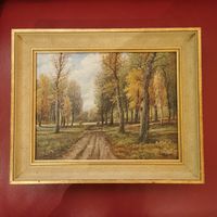 Lambert Antikes, kleines Oelgemälde Waldweg Herbst