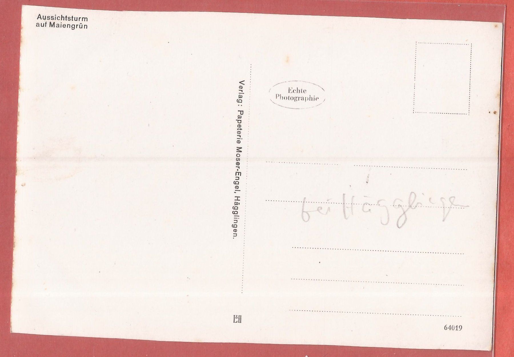 Cartoline postali: Hägglingen - Aussichtturm Maiengrün - ca. 1940 – Usato da Fislisbach venduto da Porano 1