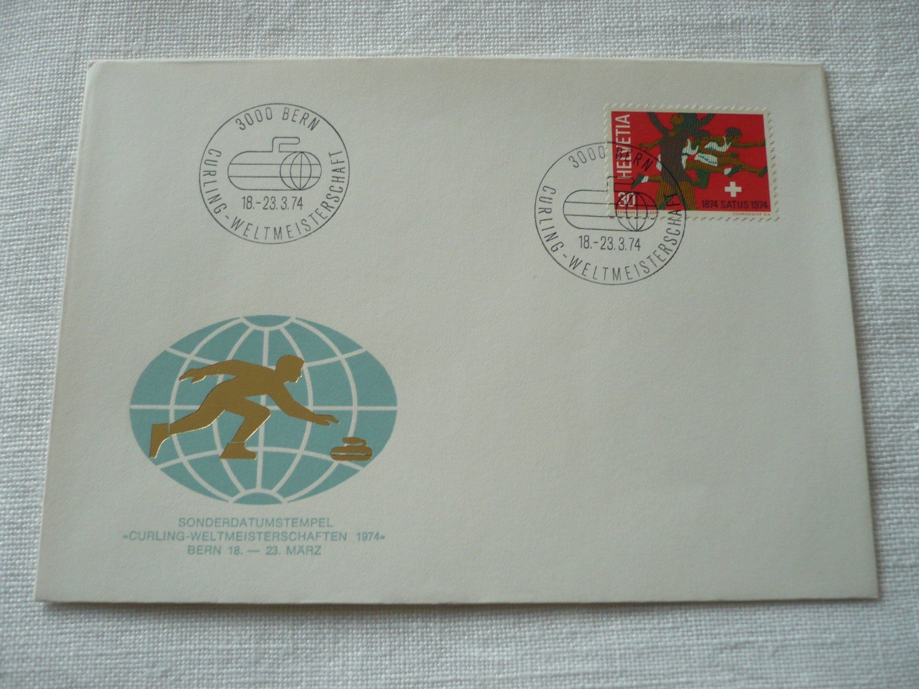 Alle Briefmarken: 1974 Curling-WM, Bern – Gebraucht aus Zürich von saltandpepper008
