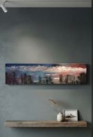 Gemälde " Bergwelt im Abendrot " handmade 30×120