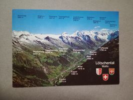 Ak Panorama Lötschental mit Beschrieb und Wappen 1983