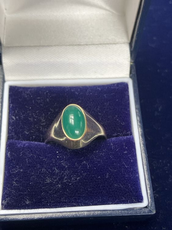 Chrysopras Ring 925 Silber - Handgefertigt Mit Natürlichen Grünen Steinen