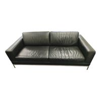 Ledersofa schwarz 3-Sitzer im Le Corbusier / Bauhaus Stil