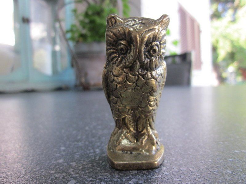 Figuren: Kleine alte Messingfigur Eule massiv, Höhe 6 cm – Gebraucht aus Bischofszell von raika 7