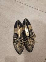 THOMPSON Vintage Slipper / Schnürschuhe Gold Schwarz Gr. 38