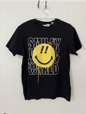 Smiley World T-Shirt Schwarz Grösse 170 fit S super Zustand