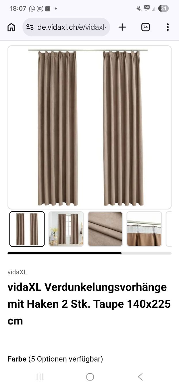 Tende: vorhäng 140cm x225cm beige – Nuovo e nell'imballaggio originale da Urtenen-Schönbühl venduto da ger_lv75 2