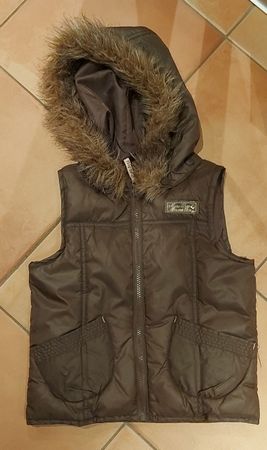 Gilet enfant marron à capuche 128