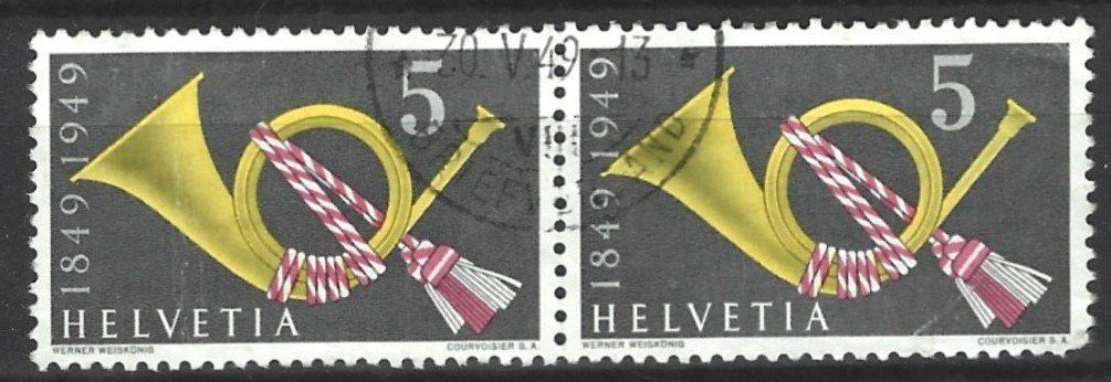 Tutti i francobolli: BRIEFMARKEN - SCHWEIZ - 100 JAHRE EIDGEN. POST - 1949 – Usato da Tobel venduto da fuertinero 2