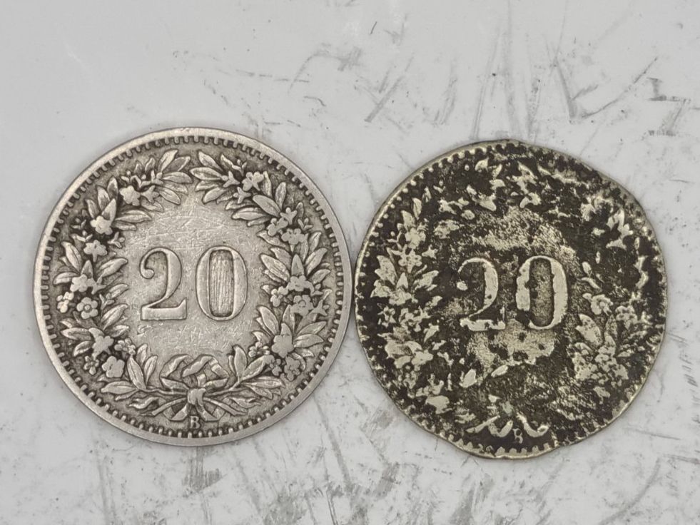 Alle Münzen: 20 rappen 1850 + 1891 – Gebraucht aus Bure von chap981 2