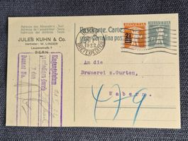 Postkarte mit Briefmarken 1922 sehr guter Zustand