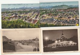 4 offizielle AK von der Landi 1914 in Bern, je 2 x Farbe/sw