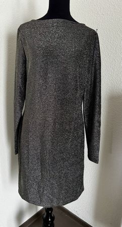 Kleid m rückenfrei schwarz mit Silber 