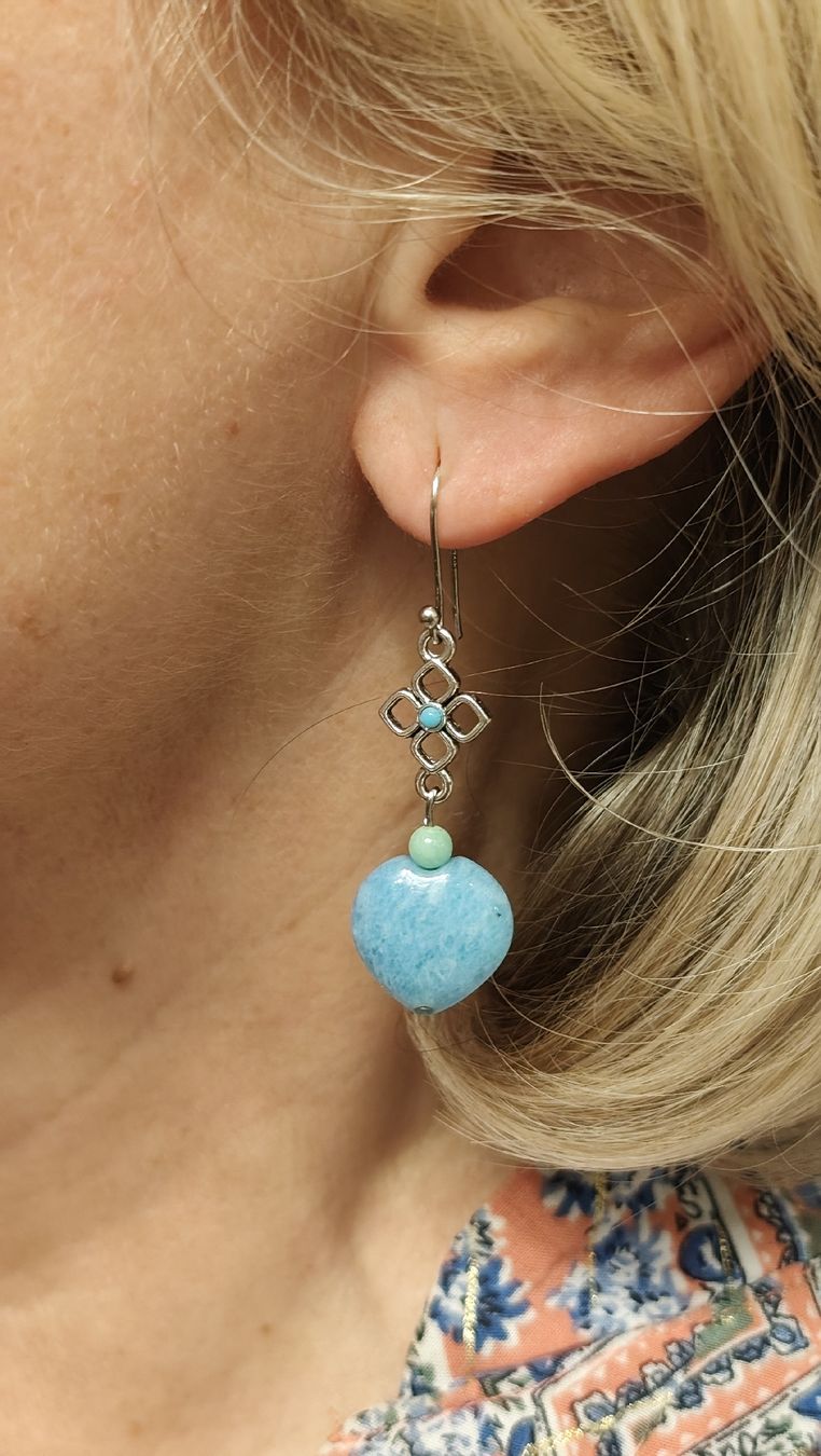 Orecchini pendenti & Orecchini a lobo: Boucles d'oreilles handemade, crochets en argent, amazonite – Nuovo (secondo la descrizione) da Chardonne venduto da ale_9pgq
