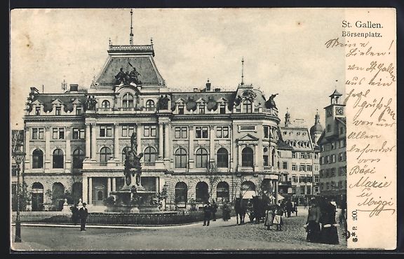 Ansichtskarten: AK St. Gallen, Denkmal am Börsenplatz – Gebraucht aus Berlin von bartko-reher