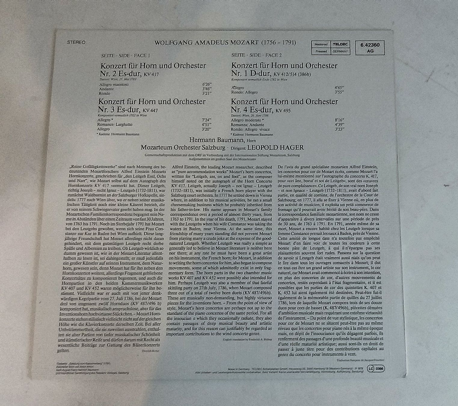 Dischi in vinile: 4 LP Mozart – Usato da Zollikofen venduto da Reiterglueck 8