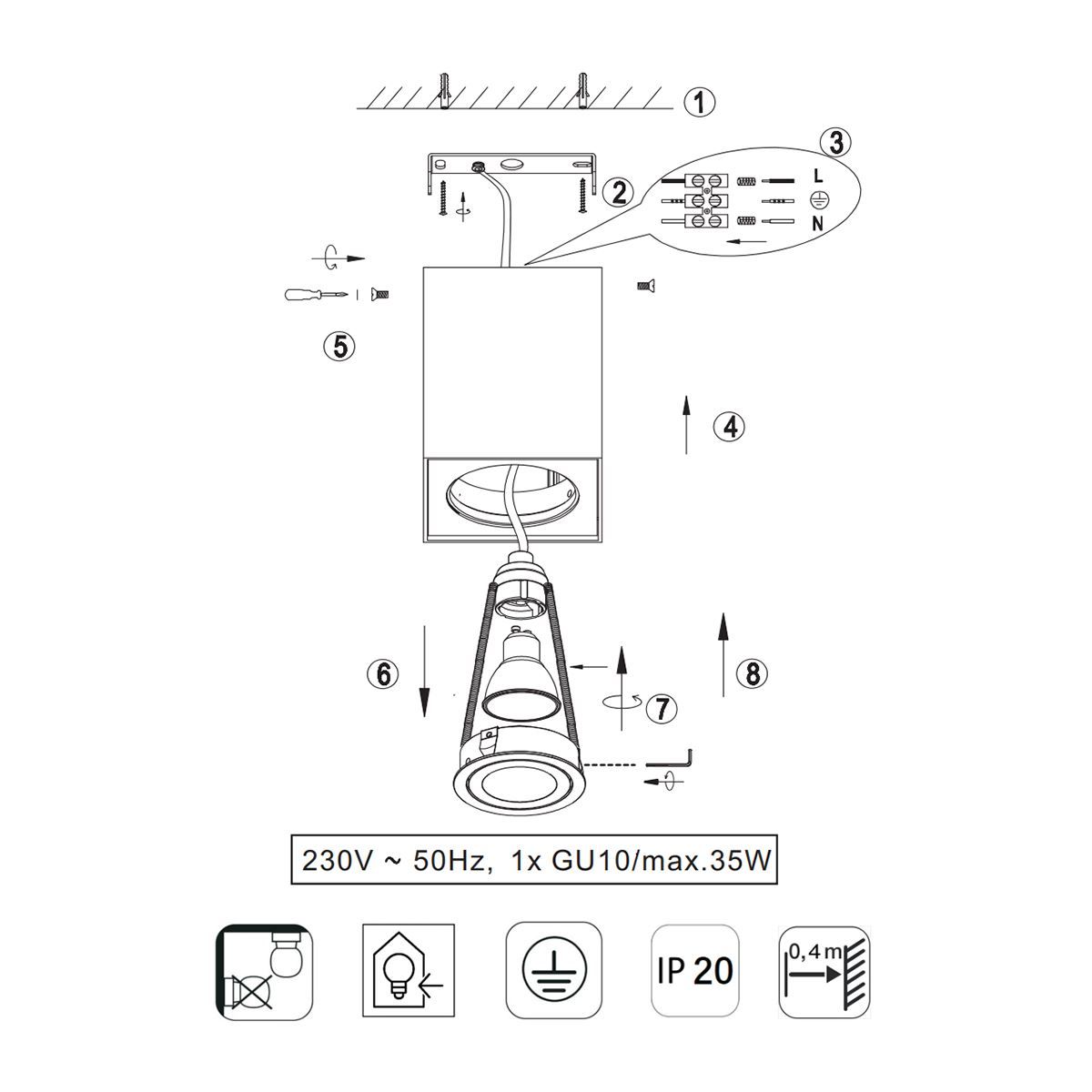 Lampade: Deckenleuchte, Schwarz, 9 cm x 9 cm – Nuovo (secondo la descrizione) da Kreuzlingen venduto da Smart-Light 3
