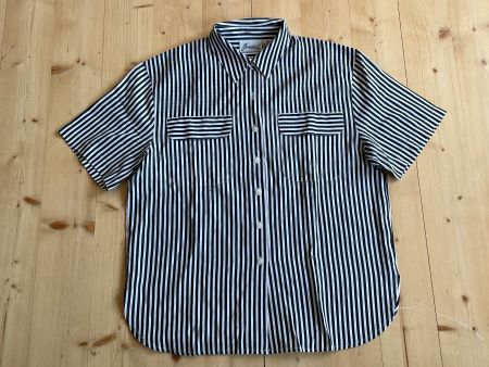 Vintage JOANNA Bluse Schwarz Weiss Gestreift Gr. XL