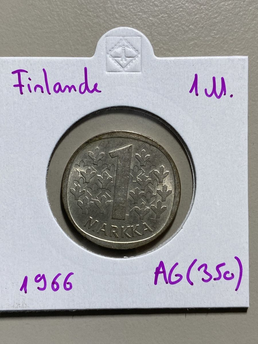 Tutti le monete: Finlande - 1 Markka - 1966 - AG  – Usato da Payerne venduto da Mike1682