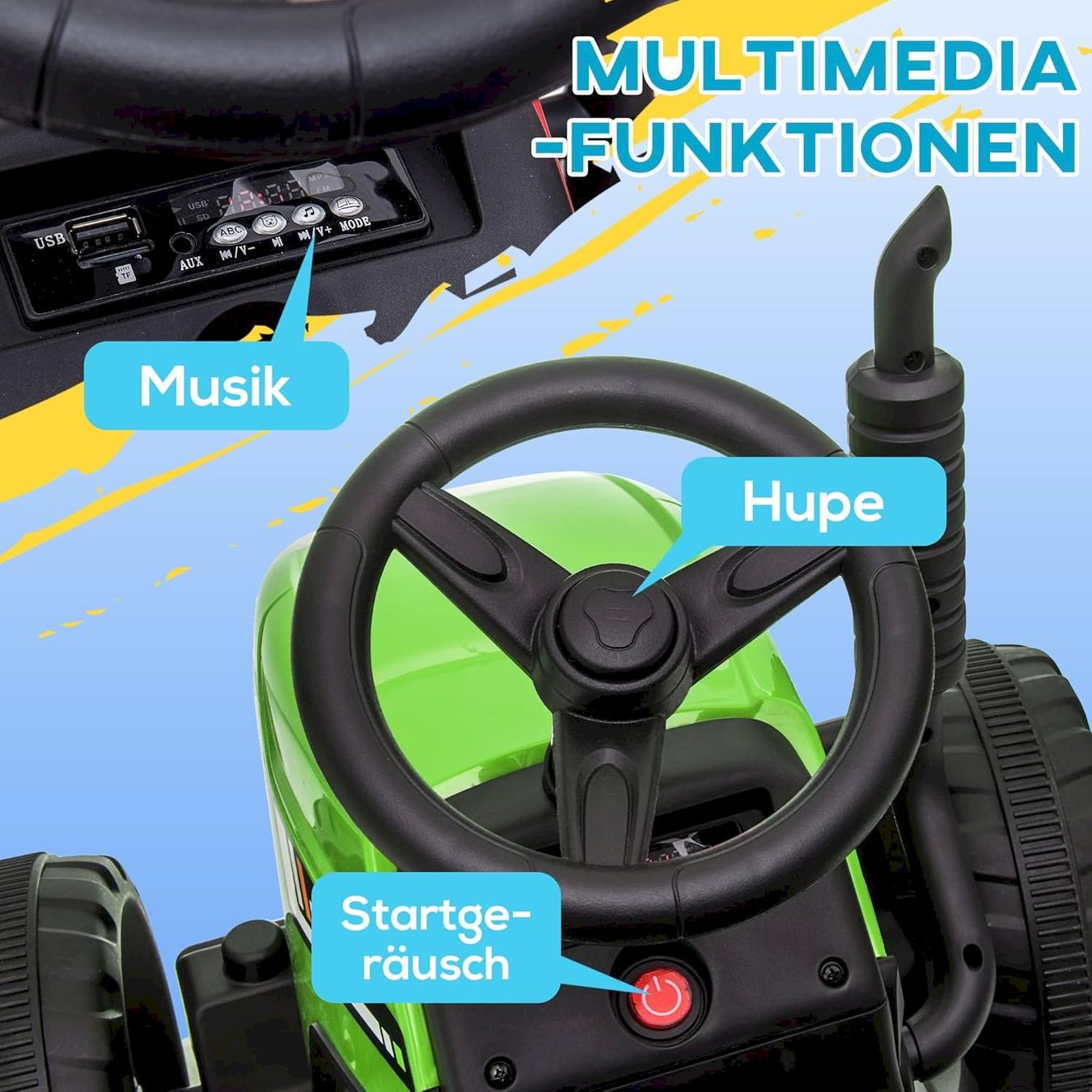 Veicoli per bambini: HOMCOM Elektrischen Kinder-Traktor Grün – Nuovo e nell'imballaggio originale da Bottighofen venduto da zaap 6