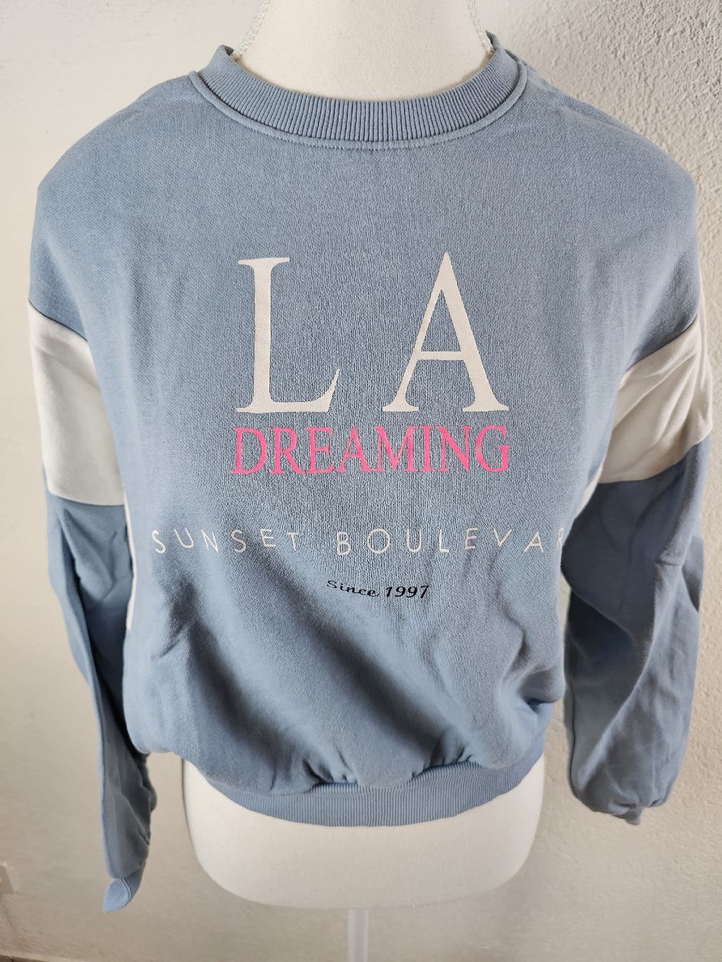 Pullover & Sweatshirts: Pull LA Dreaming bleu et blanc, style décontracté – Gebraucht aus Cortébert von Maam_Moon 2